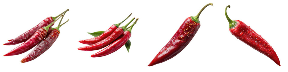 Spicy Red Chili Peppers: Fresh Ingredients on White Background