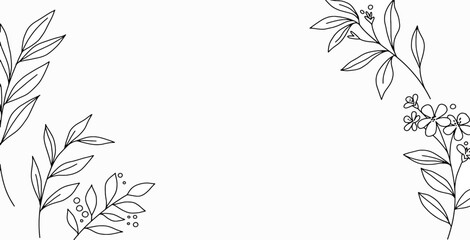 Naklejka premium Elegant Minimalist Floral Frame Line Art Botanical Illustration