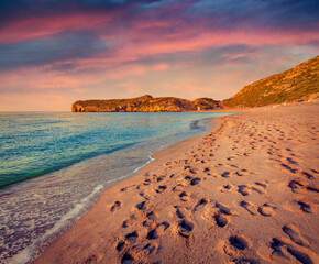 Footprints in the sand on Patara beach, turkey, District of Kas, Antalya Province, Asia. Amazing...