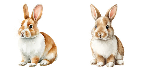 Fototapeta premium Two Adorable Rabbits: Hand Drawn Illustration