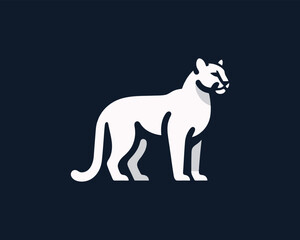 Powerful white cougar symbol vector icon logo