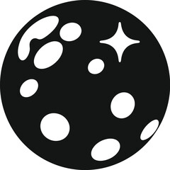 Fototapeta premium Stylized black and white planet with craters and a single star shape