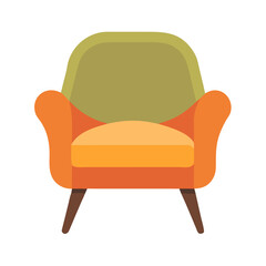 Retro armchair illustration with orange hues on White Background