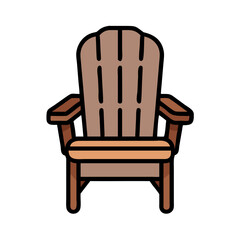 Isolated brown wooden adirondack chair illustration on a White Background