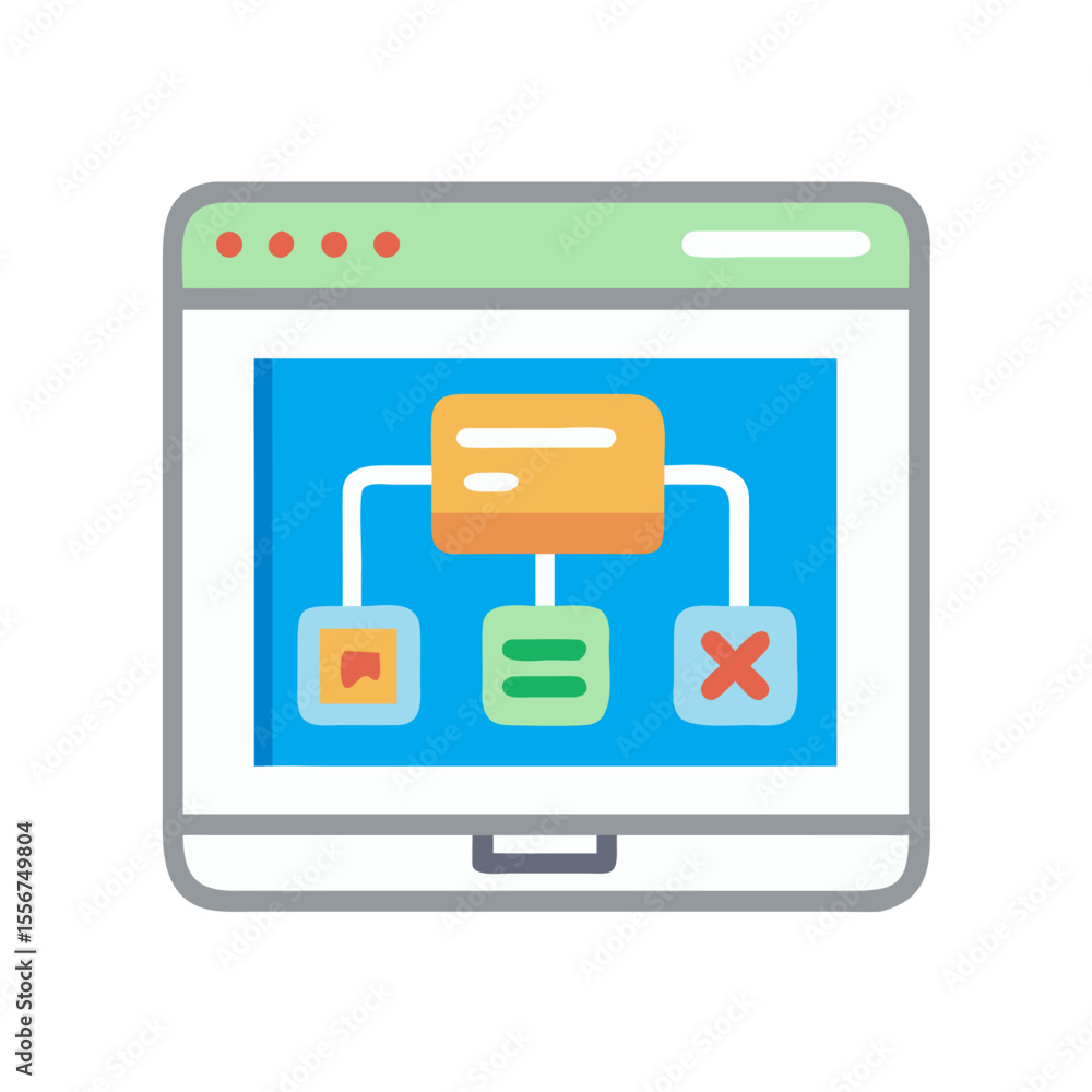 Poster simplified block diagram interface icon on website background