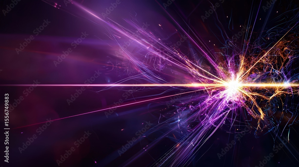 Poster dynamic light explosion digital universe abstract art cosmic environment close-up view energy concep