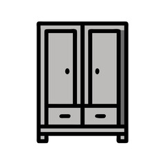 Gray wardrobe icon isolated against White Background in flat style