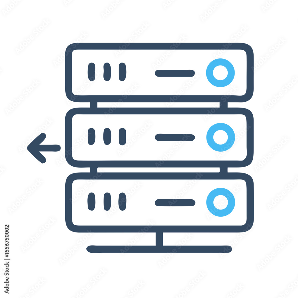 Poster Server stack with arrow indicates data transfer process