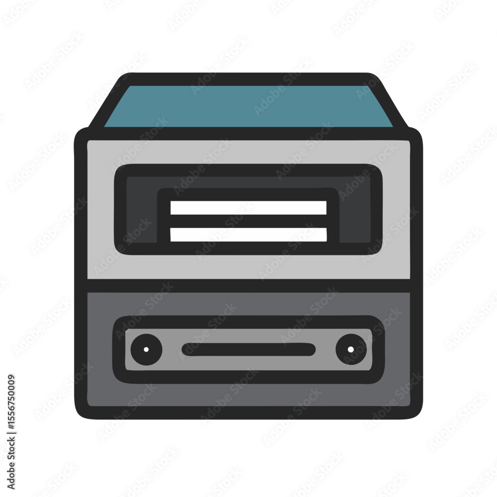 Poster retro computer icon with line style on white background