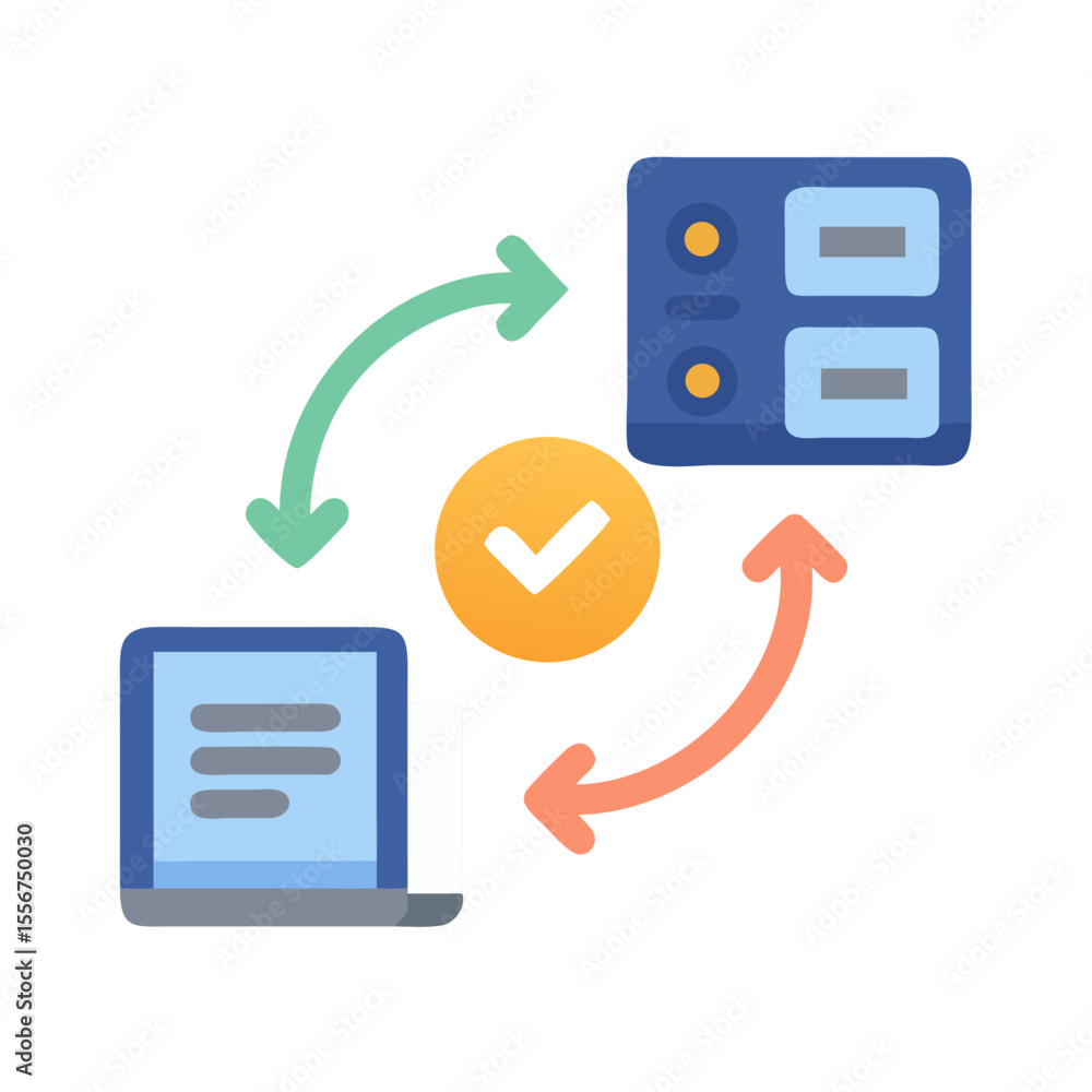 Poster flat style data transfer server to client processing cycle