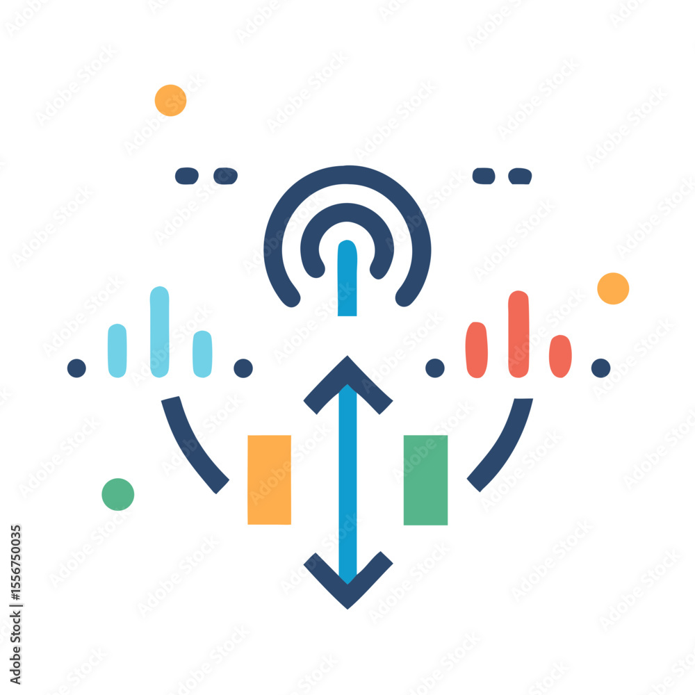 Poster signal graph and data flow, visual representation on white