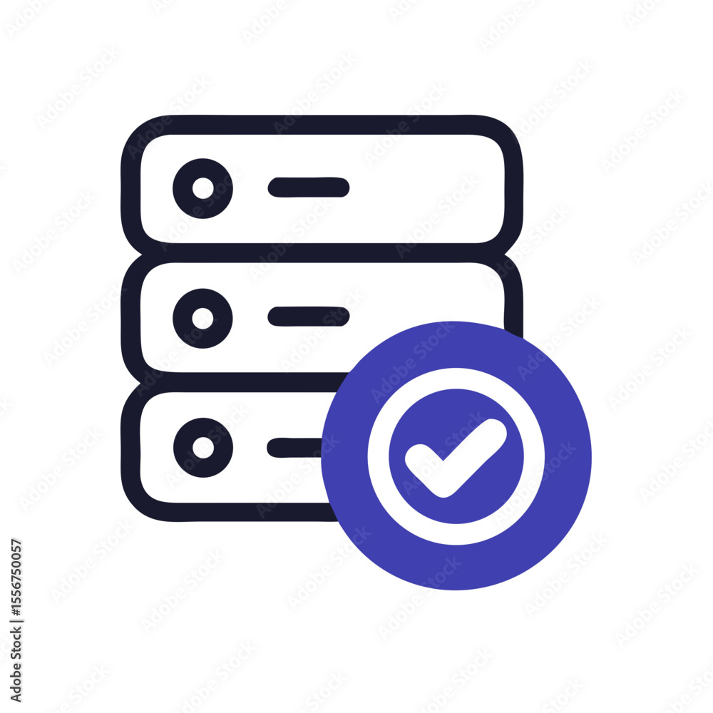 Poster server and check mark representing data integrity verification process