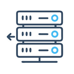 Server stack with arrow indicates data transfer process