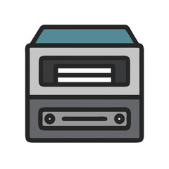 Retro computer icon with line style on White Background