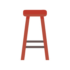 Red wooden stool centered on a White Background illustration