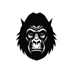 Gorilla logo head vector on White Background