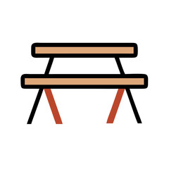 Minimalist picnic table icon on White Background illustration