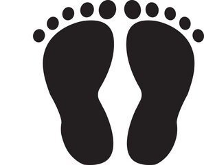 Footprints icon set.Simple black footprint pair icon graphic vactor,