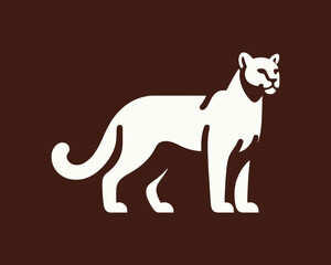 White cougar vector icon for logo design