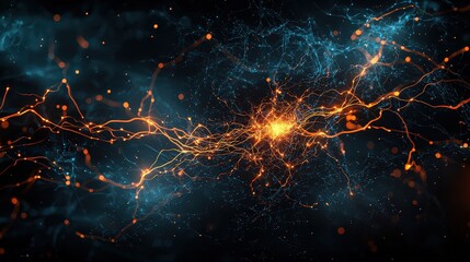 Dynamic electric energy flow digital realm abstract art virtual environment close-up view concept of connectivity