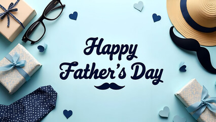 Delightful Father's Day arrangement with gifts, accessories, and heartwarming decorations for a celebration.