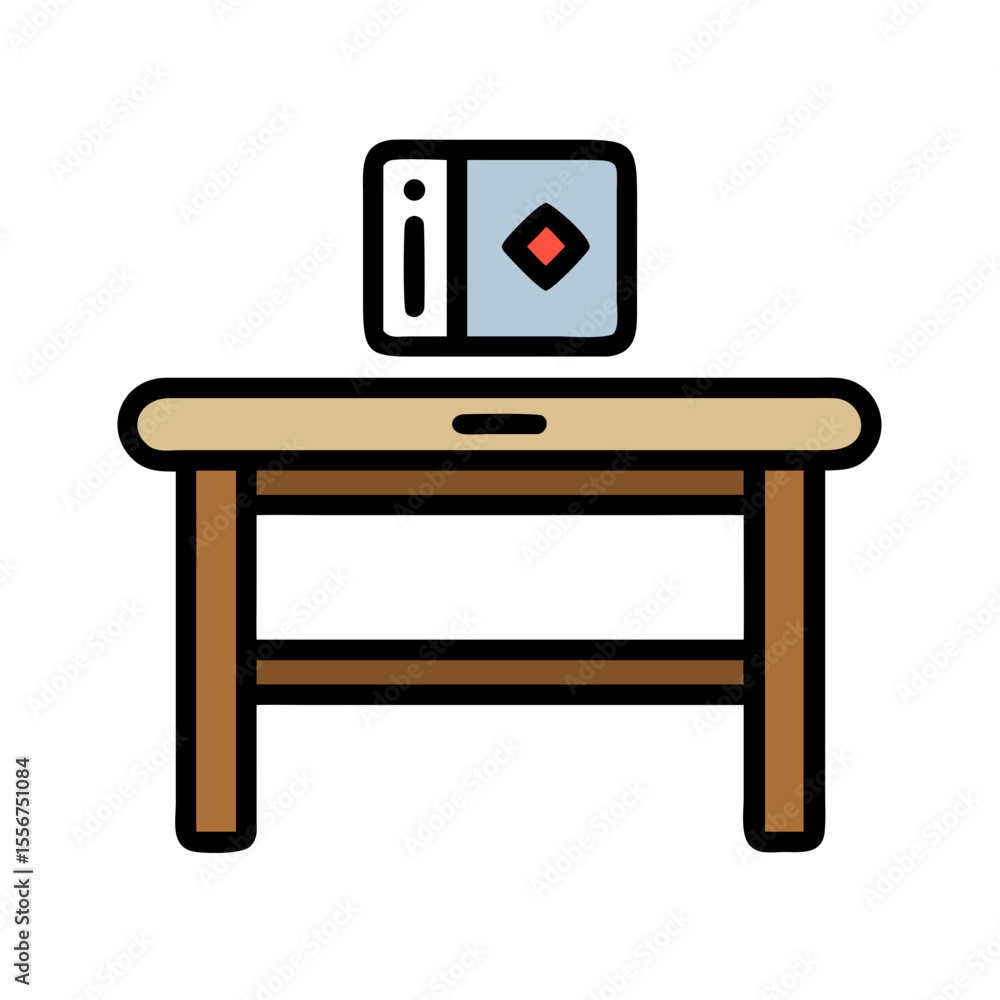 Poster minimalist table with decorative element in flat vector art