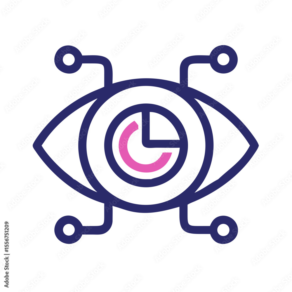 Poster eye icon with infographic dial and connection lines