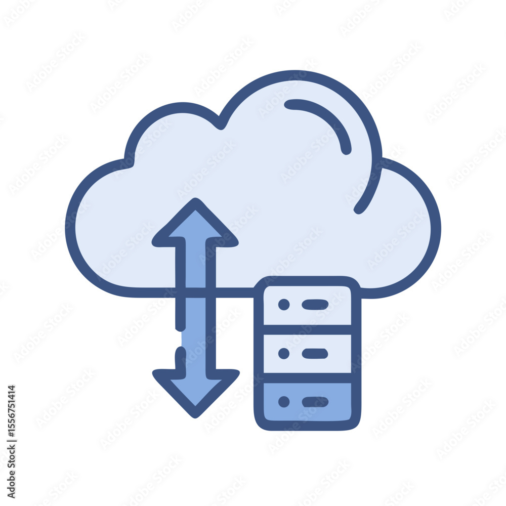 Poster cloud data storage server computing icon with data transfer