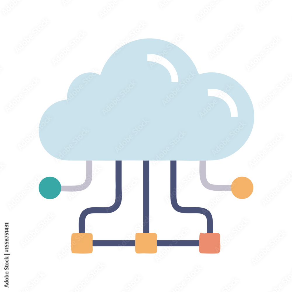 Poster cloud network concept with node connection on white background