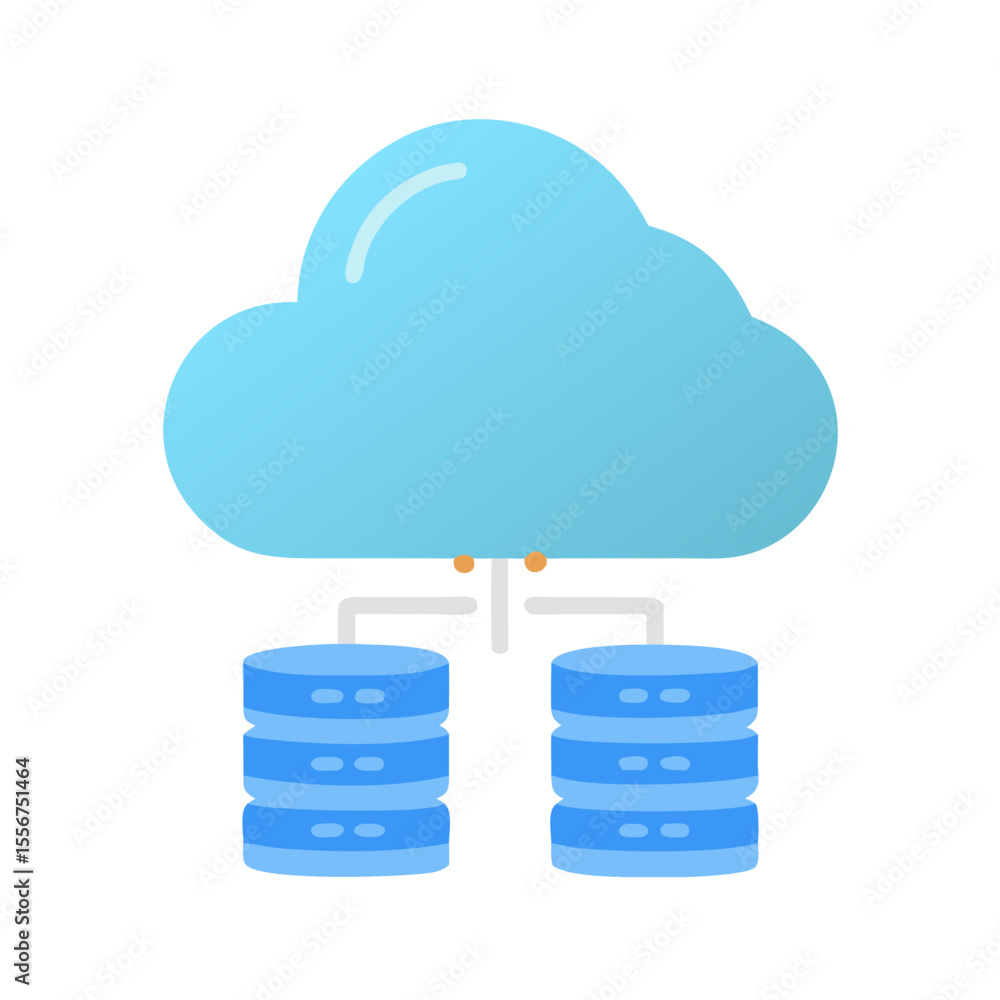 Poster stylized cloud and database illustration for data management concept