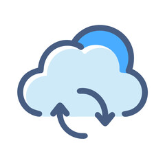 Abstract cloud symbol with two circular arrows for data sync