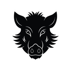 vector illustration of Black boar head  on white background 