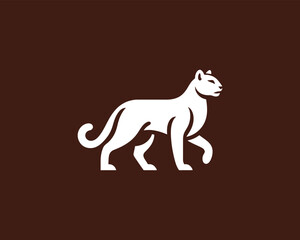 Wild white cougar icon for brand identity