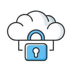 Digital cloud security with padlock for data protection concept