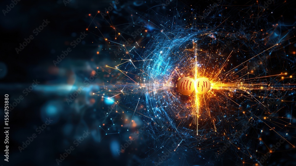 Poster Exploring quantum energy theoretical physics digital art abstract space close-up view the nature of reality