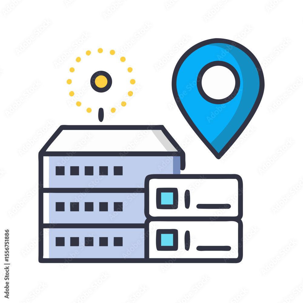 Poster local server location digital icon data hosting concept