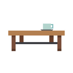 Coffee cup sitting on wooden table simple flat illustration