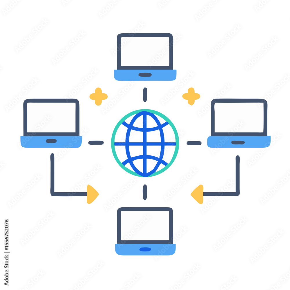 Poster global network of computers sharing data and information