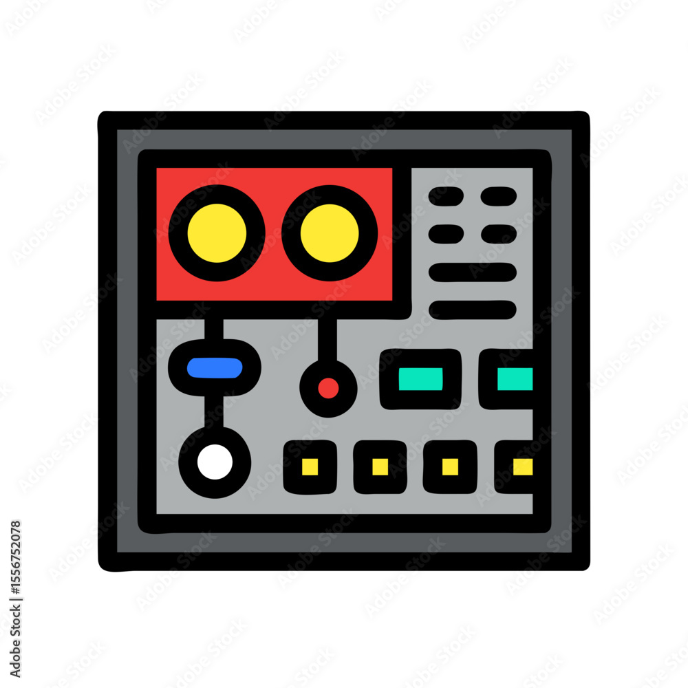 Poster isolated graphic of a control panel with knobs and buttons