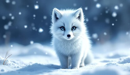 Adorable Arctic Fox Cub in Winter Wonderland - Powered by Adobe