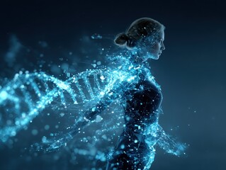 Woman figure with DNA strands