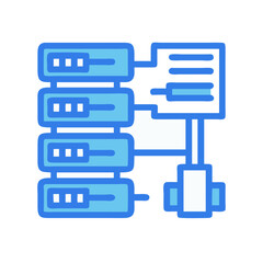 Icon of connected data servers and information processing unit
