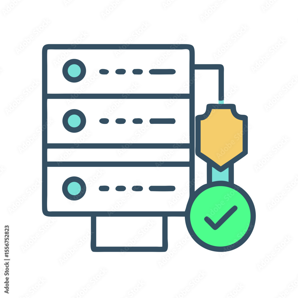 Poster secured server data with validated protection shield graphic