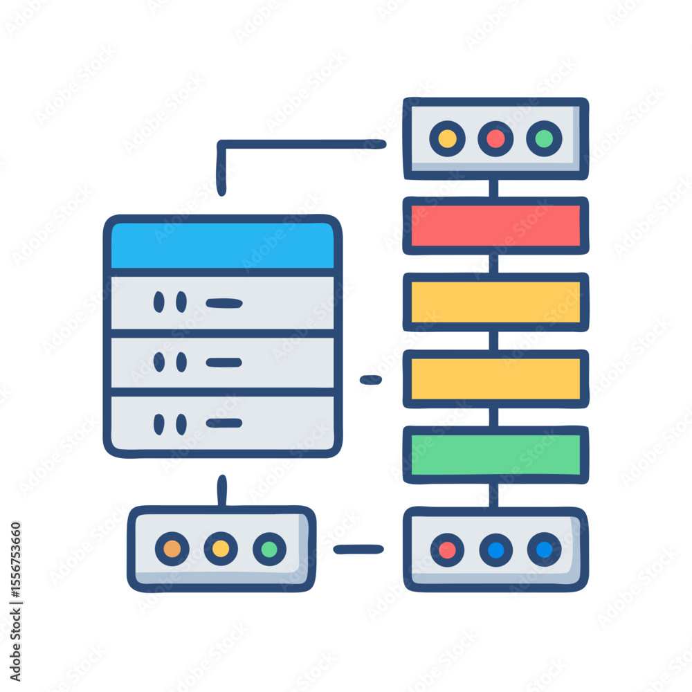 Aufkleber colorful diagram of data flow through database servers