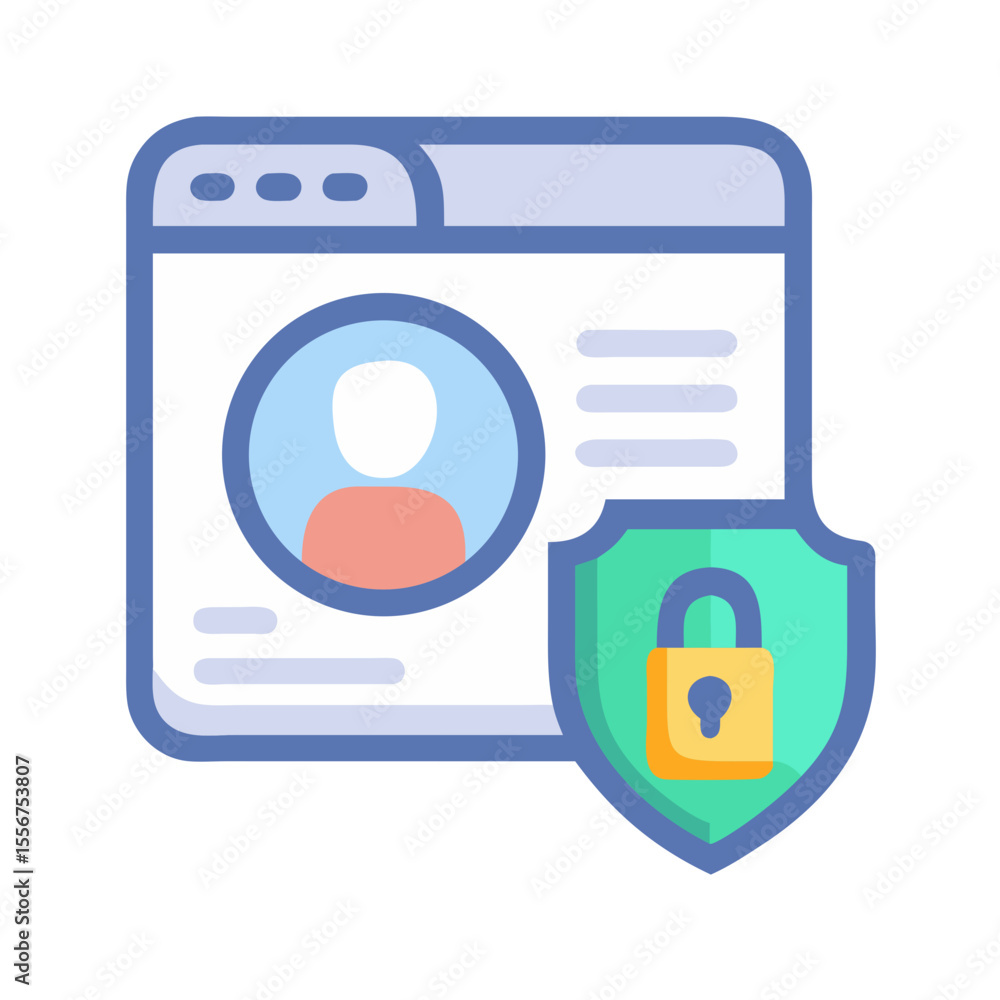 Poster website security shield icon for data and profile protection
