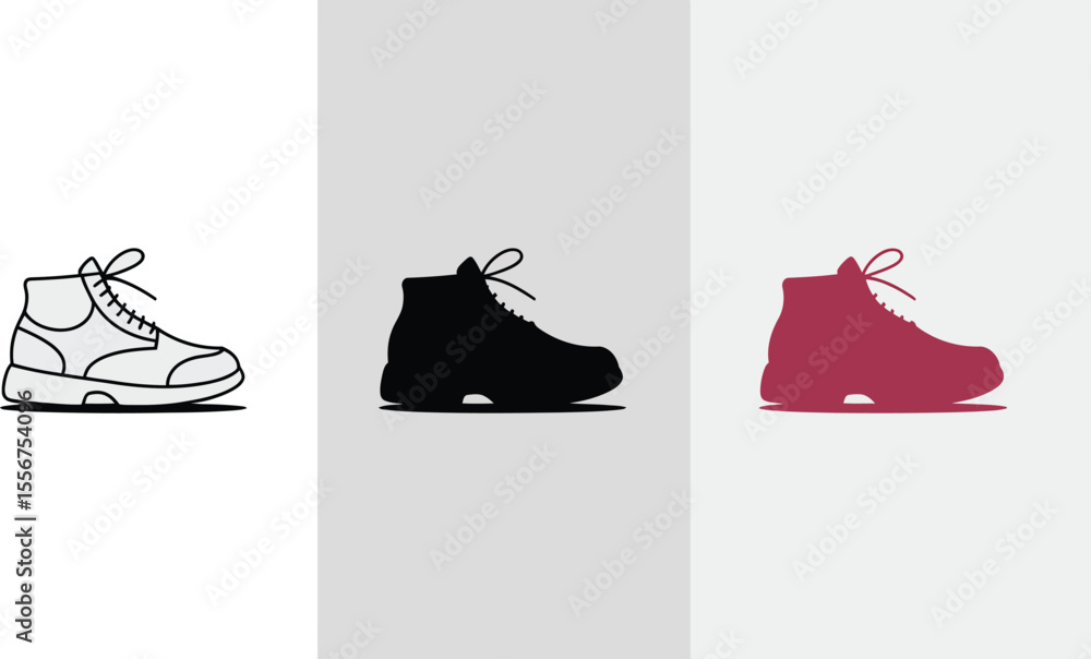 Poster boot vector illustration set showcasing different styles and colors for fashion and design projects 