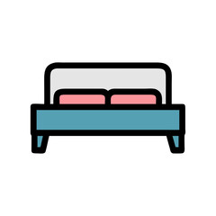 Stylized bed icon showcasing sleep and relaxation elements