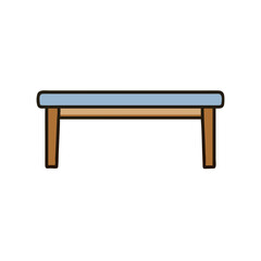 Illustration of simple wooden table with light blue surface