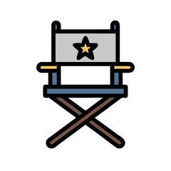 Simple director chair with a star on White Background
