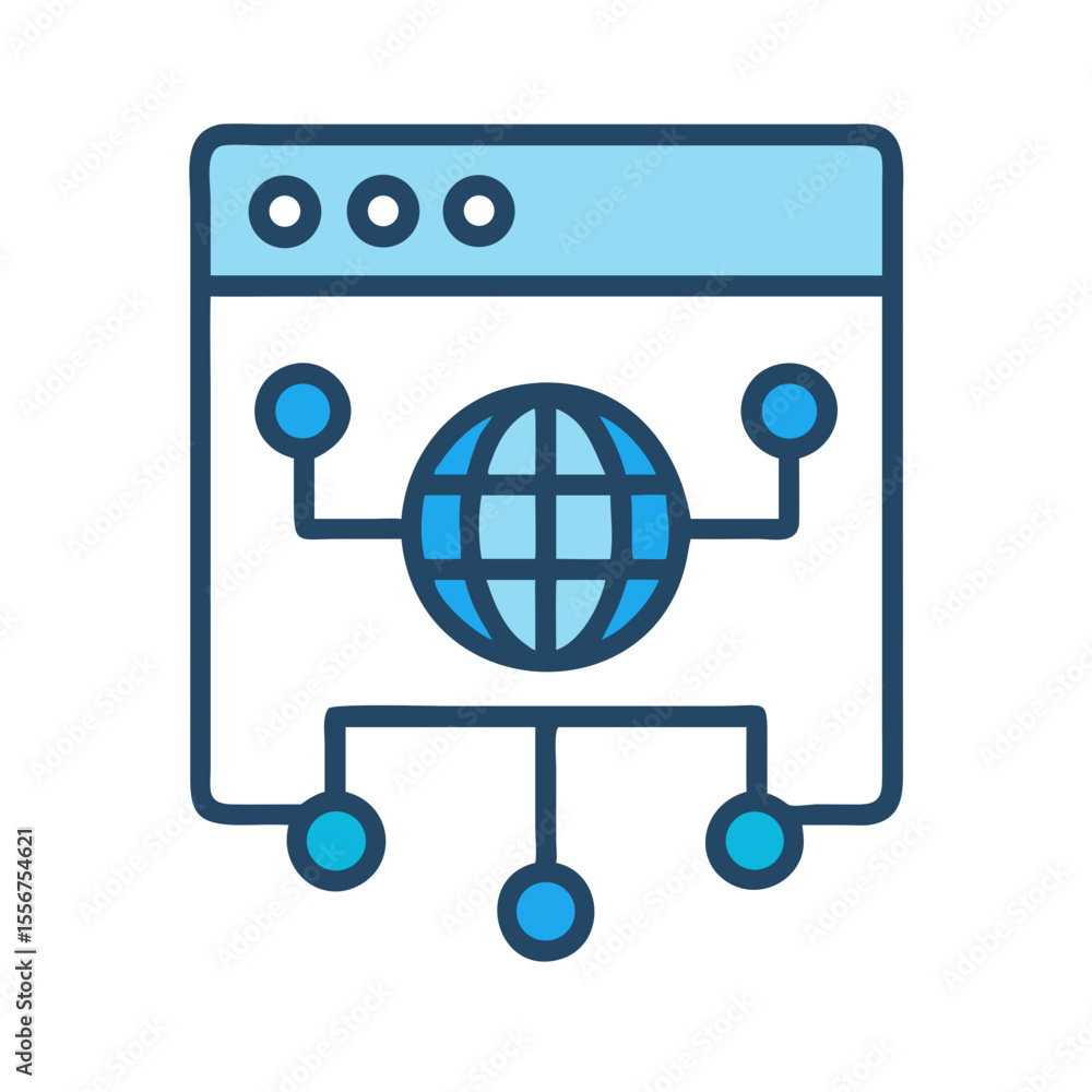Poster minimalist website icon with globe network connection illustration